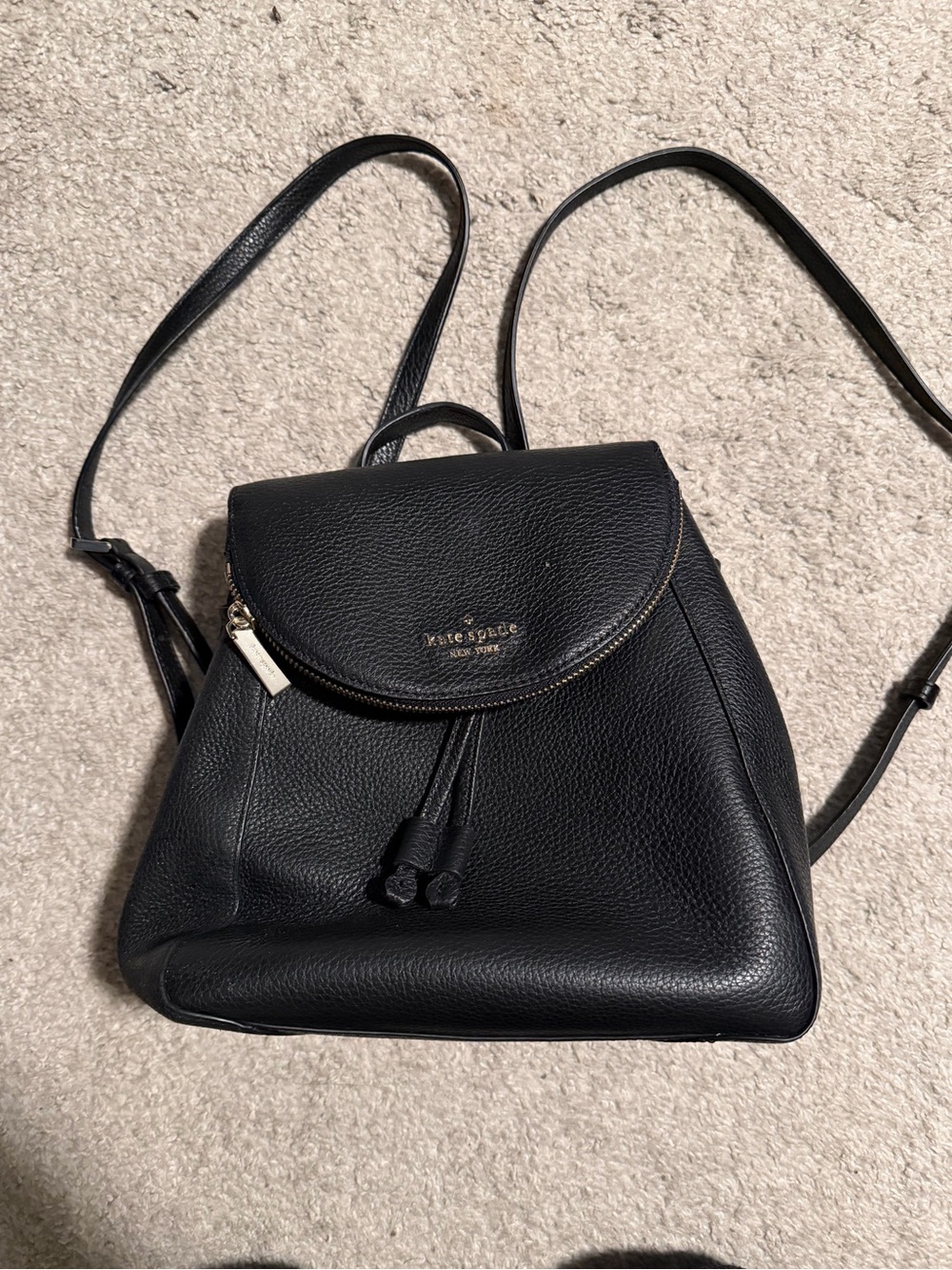 kate spade black pebbled leather backpack